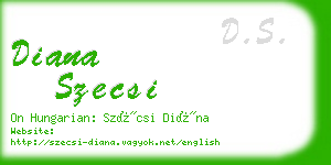 diana szecsi business card